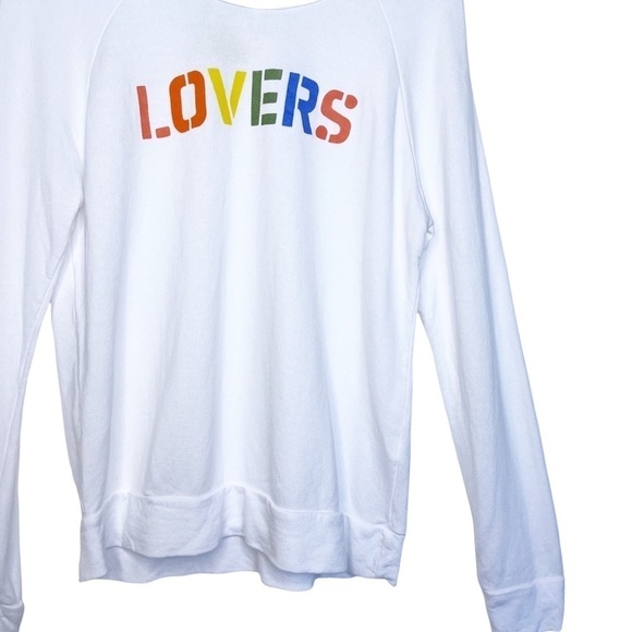 SUNDRY NEW Rainbow “Lovers” Graphic Front Sweatshirt Top Size Medium in Rainbow - Picture 4 of 11